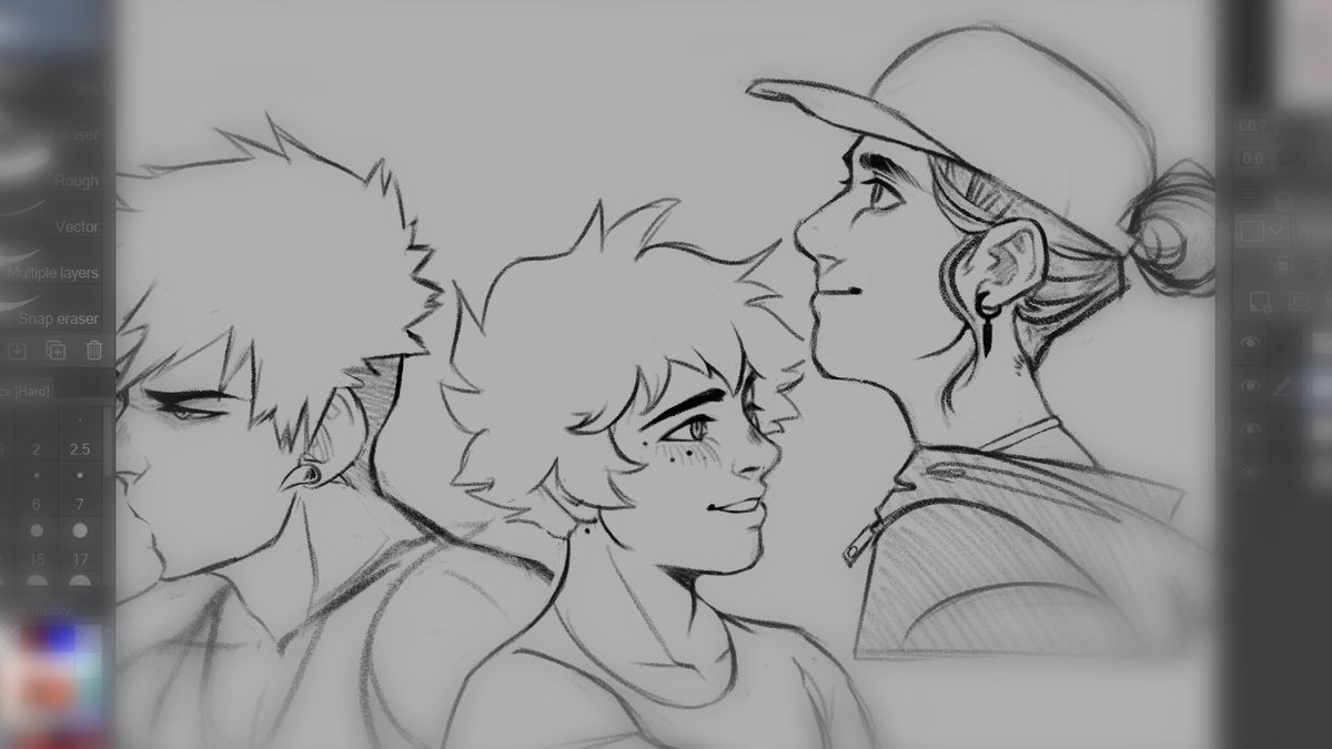 wip // two sketches + a random they-day portrait is technically still "multiple" ? 