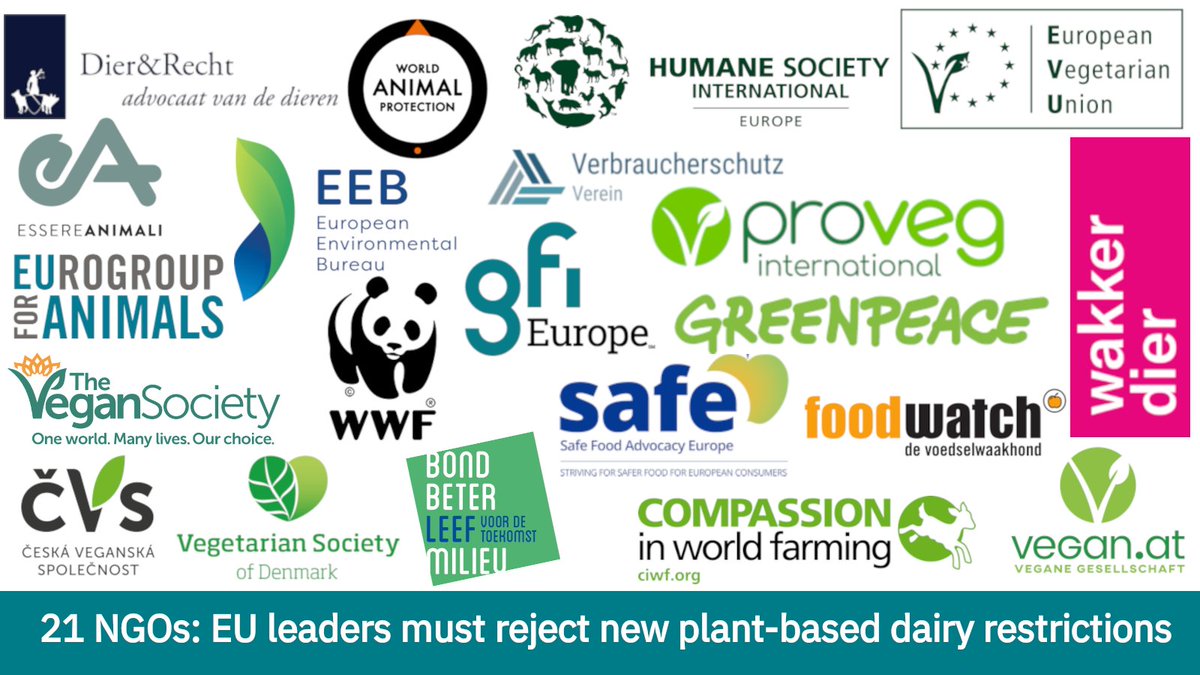 GoodFoodEurope's tweet image. EU is considering new plans to ban #plantbased dairy from:

– displaying allergen info
– being sold in cartons
– using images of their own products
– explaining the climate impact of food

Today 21 orgs call on EU leaders to reject these plans. Here's why: drive.google.com/file/d/1TQLwl4…