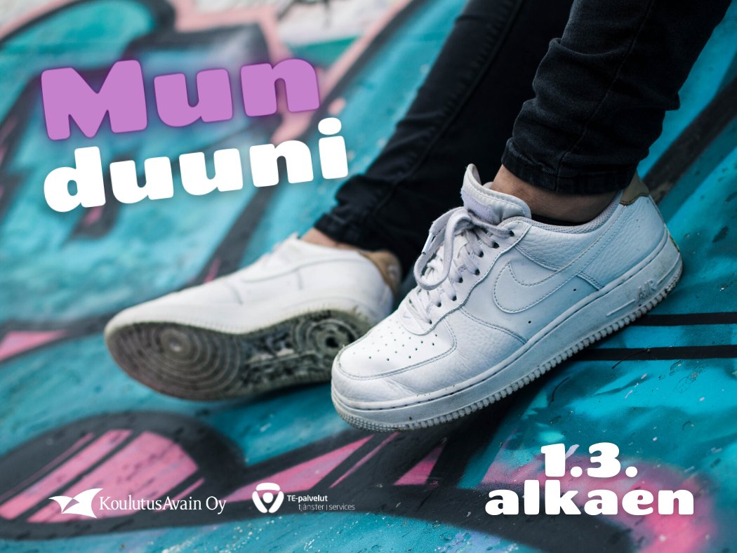Hei #nuori!🙋‍♀️

MUN DUUNI-Työelämän startti nuorille alkaa 1.3. Kajaanissa!🕺

Haluatko vahvistaa ammatillisia perusvalmiuksiasi ja yleisiä työelämätaitoja? Onko suunnitelmissasi työelämäkokemuksen kerryttäminen tai uusiin ammatteihin tutustuminen? HAE NYT! 

#kajaani #kainuu