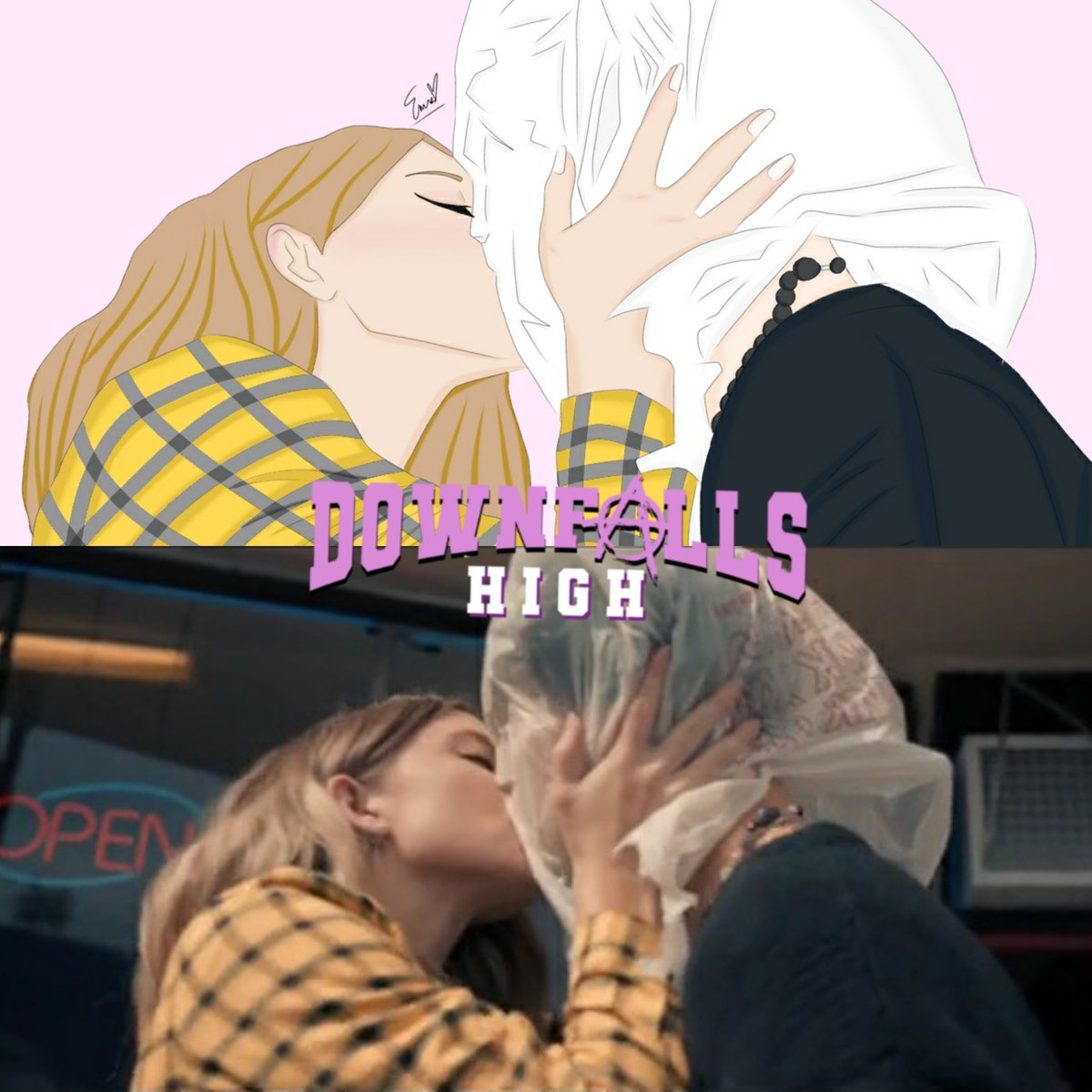 machinegunkuro's tweet photo. I made fanart Downfalls High Scarlett X Fenix 
@machinegunkelly
@xlilhuddy
@sydney_sweeney
#machinegunkellyfanart #mgkfanart #ticketstomydownfalls #ttmdf #pink #kiss #colsonbaker #downfallshigh #fanart #animekiss #anime #drawing #illustrationart https://t.co/H3GW9YQcSD