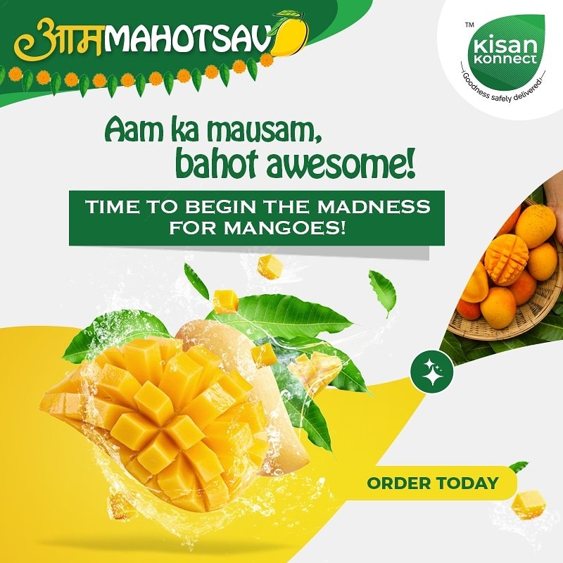 Aaya re aaya...Aam ka awesome mausam aaya. Kick off the mango fever with KisanKonnect's Aam Mahotsav! Different varieties of mango, unbelievable prices, and taste-that-you-just-cant-forget. Why wait? Order now!