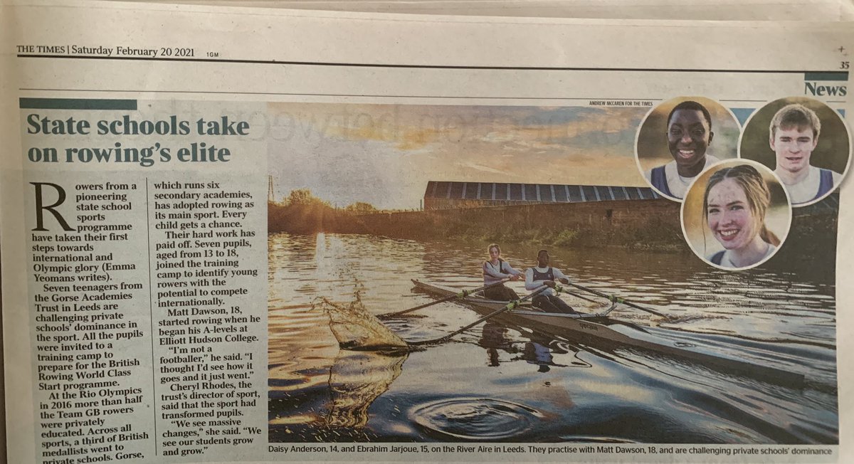 Lovely piece in the Times on Saturday about state schools getting on the water in Leeds @LoveRowing_BRCF #sportchangeslives #rowingbenefits #onandoffthewater #sportforall