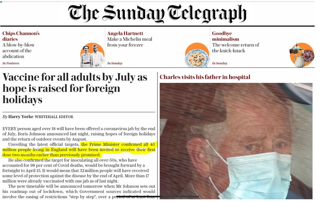 Berlin hat #BorisJohnson stets belächelt. Jetzt macht Johnson der #BuReg vor, wie schnell #Impfungen gehen. Erste Impfung aller Briten kommt 2 Monate früher als erwartet. Deutschland bringt beim Impfen und Testen nichts auf die Kette. Eine Blamage.