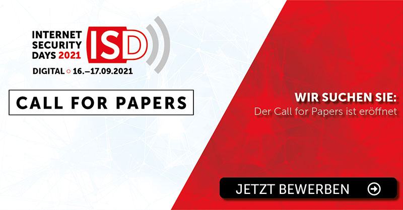 Referent:innen für die Internet Security Days 2021 #ISD21 gesucht  🔎. Themen: #Cybersecurity im New Normal, Sicherheit in der vernetzten 🌍, Strategien gegen #Cybercrime + mehr. Unsere Kollegin <a href="/CorneliaSchildt/">Cornelia Schildt</a> freut sich auf Ihren Themenvorschlag: 👉 go.eco.de/ESiQrpm