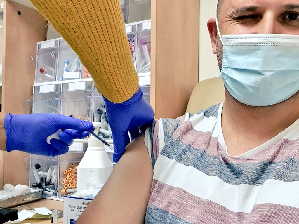 FaresSaeb's tweet photo. My Mom &amp; I just took our 2nd @pfizer #COVID19Vaccine shot! 

BTW... #SNL @nbcsnl, we don't belong to the "Jewish half" but to the #Israeli whole 🇮🇱🎉

Almost 4.5M Israelis, Jews, Arabs &amp; even forigner residents, received the 1st shot, 3M got the 2nd. 

It didn't really hurt 🤦🏻‍♂️😉 https://t.co/DtQRsImUyo
