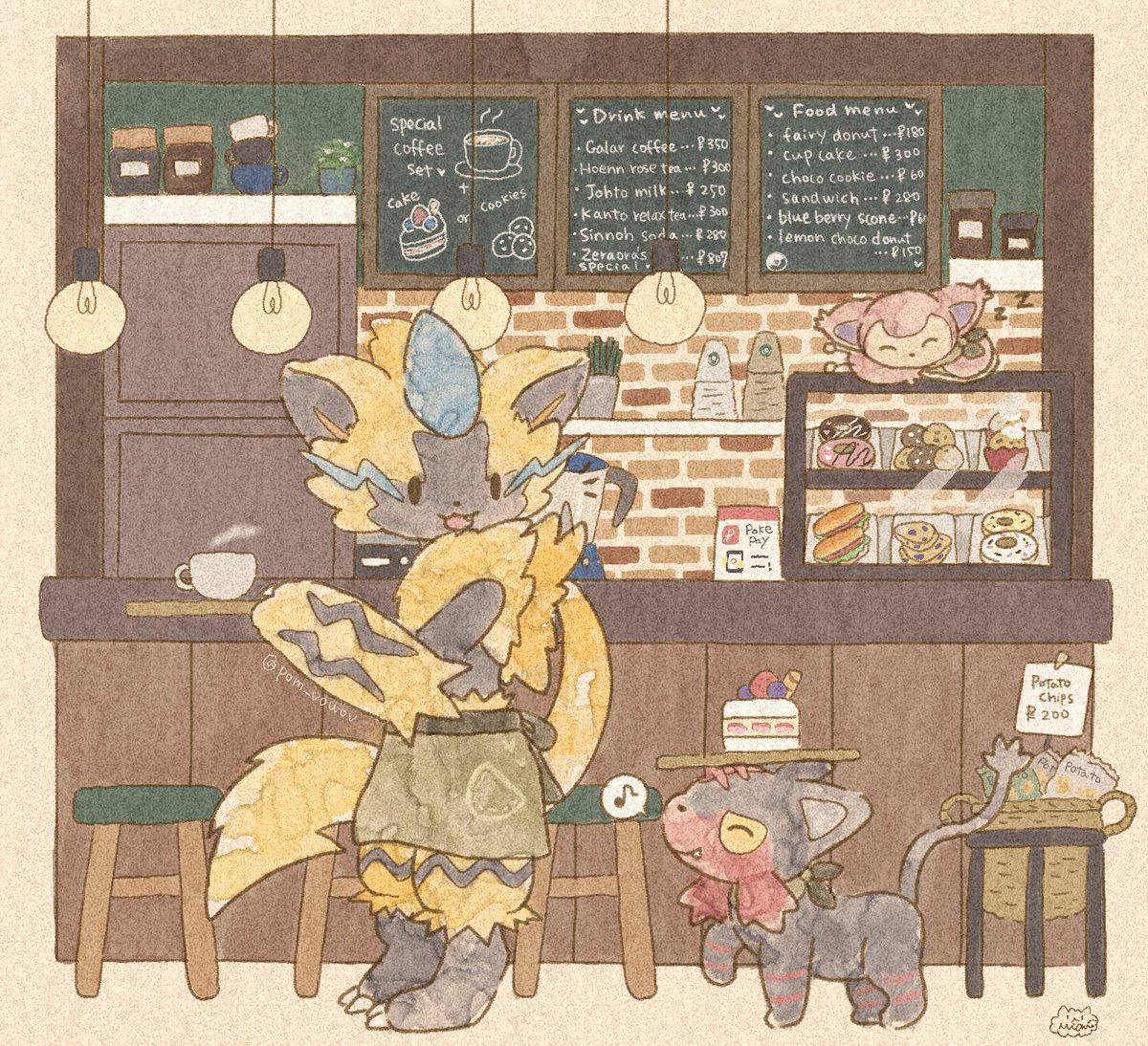 ポケモン「ポケモン猫カフェ🐈🐾
Pokemon cat cafe :3

#ゆるふわポ」|Mion🌱デザフェスB-318のイラスト