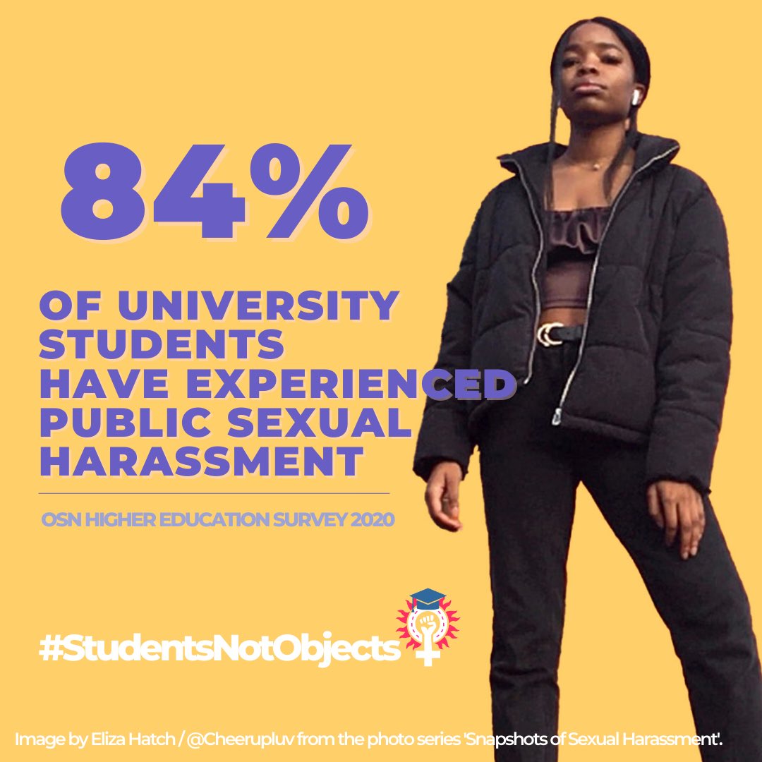OurStreetsNow's tweet photo. 84% of students surveyed have experienced public sexual harassment (PSH). 

We are #StudentsNotObjects, and we deserve to access education without experiencing sexual objectification as a constant part of student life. 2/ https://t.co/QOiKnYu4CK