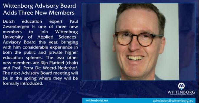 Former <a href="/NVAO/">NVAO</a>  Director, #PaulZevenbergen, joins Wittenborg Advisory Board this year, bringing with him considerable experience in both the public and private higher education spheres. Read more: tiny.cc/qwhotz