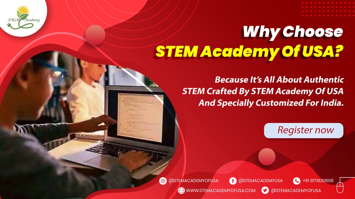 STEM is a curriculum based on the idea of educating students in four disciplines- science, technology, engineering and mathematics — in an interdisciplinary and applied approach. 

Enroll your child now!
+91-8171830609 | info@stemacademyofusa.com

#STEM #StemEducation