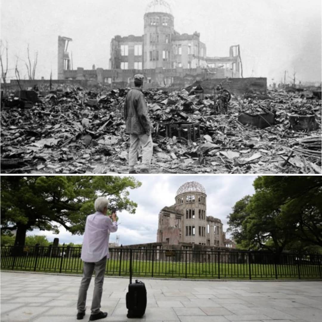 Хиросима в 1945 после бомбежки
