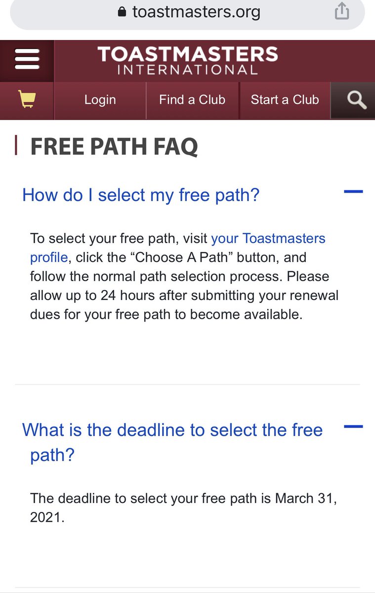 #toastmasters who renewed from September-October 2020, there is a FREE PATH OFFER or in school terms, free course! Deadline March 31 to claim this freebie to enhance your speaking and leadership abilities. For full details, clink here: toastmasters.org/education/free…