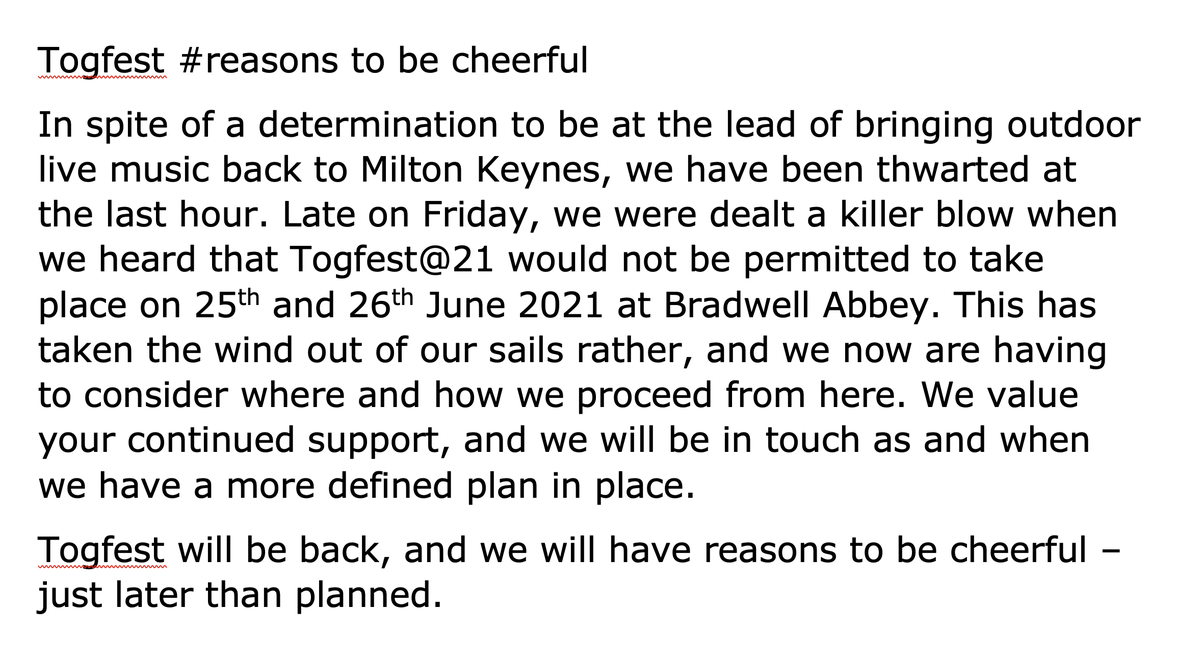 Important Notice for Togfest 21 
#reasonstobecheeful