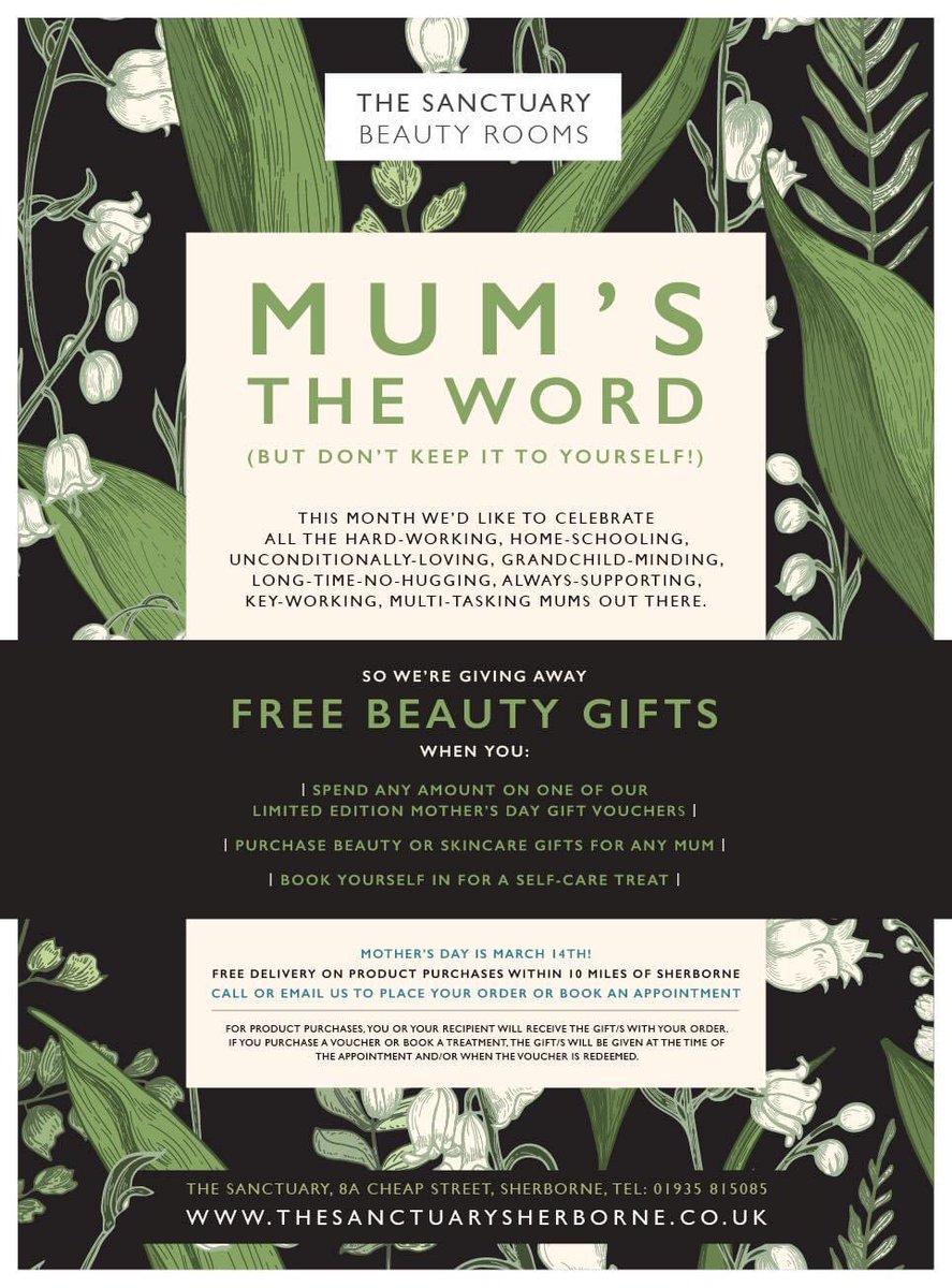 💚Mum’s the word 💚

Why not treat your mum this Mother’s Day? #supportlocoal #supportsmallbusiness #vouchers #dermalogica #janeiredale #opi #sherborne #dorset