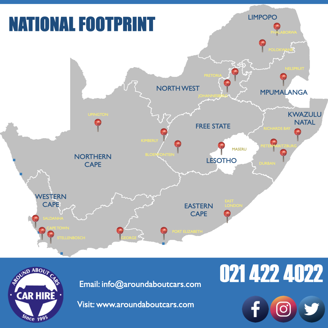 AroundACars's tweet image. AroundAboutCars offers vehicle rental and delivery in all major cities around SA including: Cape Town, Johannesburg, Durban, Port Elizabeth, Pretoria, Nelspruit and more.

#carhire #carrental #travelsouthafrica #travel #roadtrips #businesstravel #aroundaboutcars #southafrica