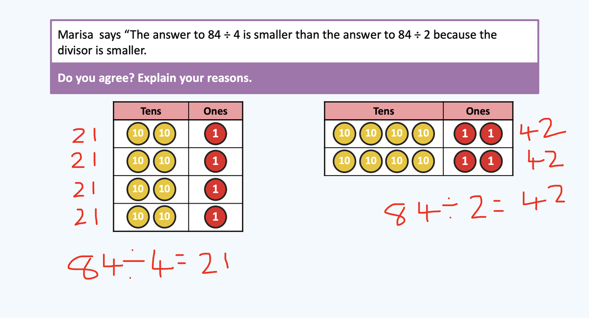 MarlboroughPrim's tweet photo. Some fantastic responses from today's maths lesson. Good use of mathematical vocabulary to explain their reasoning. #year4 #maths #division #onlinelearning #readysteadgo https://t.co/hlfH1AdGdi