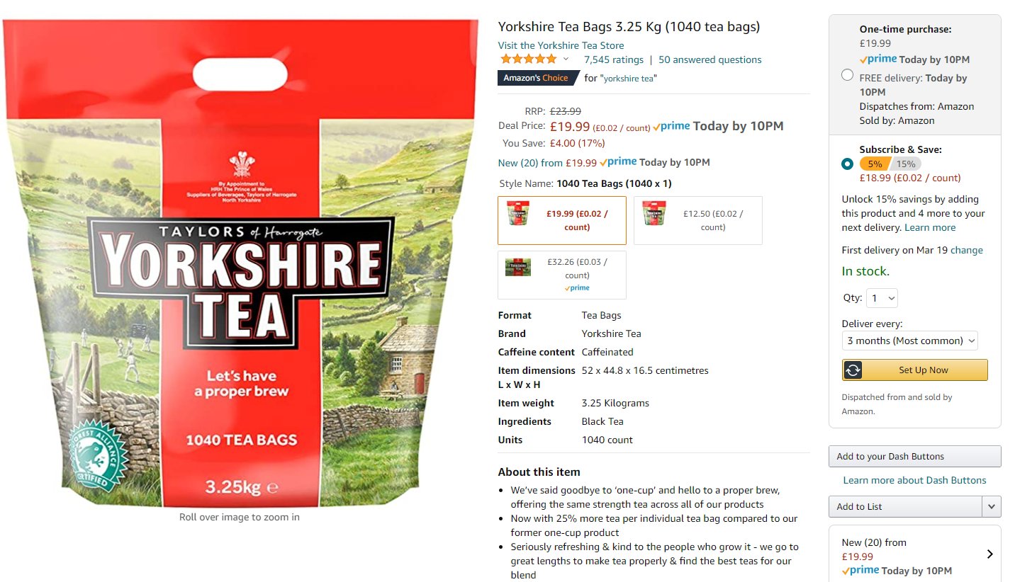 Yorkshire Tea (1040 Tea Bags)