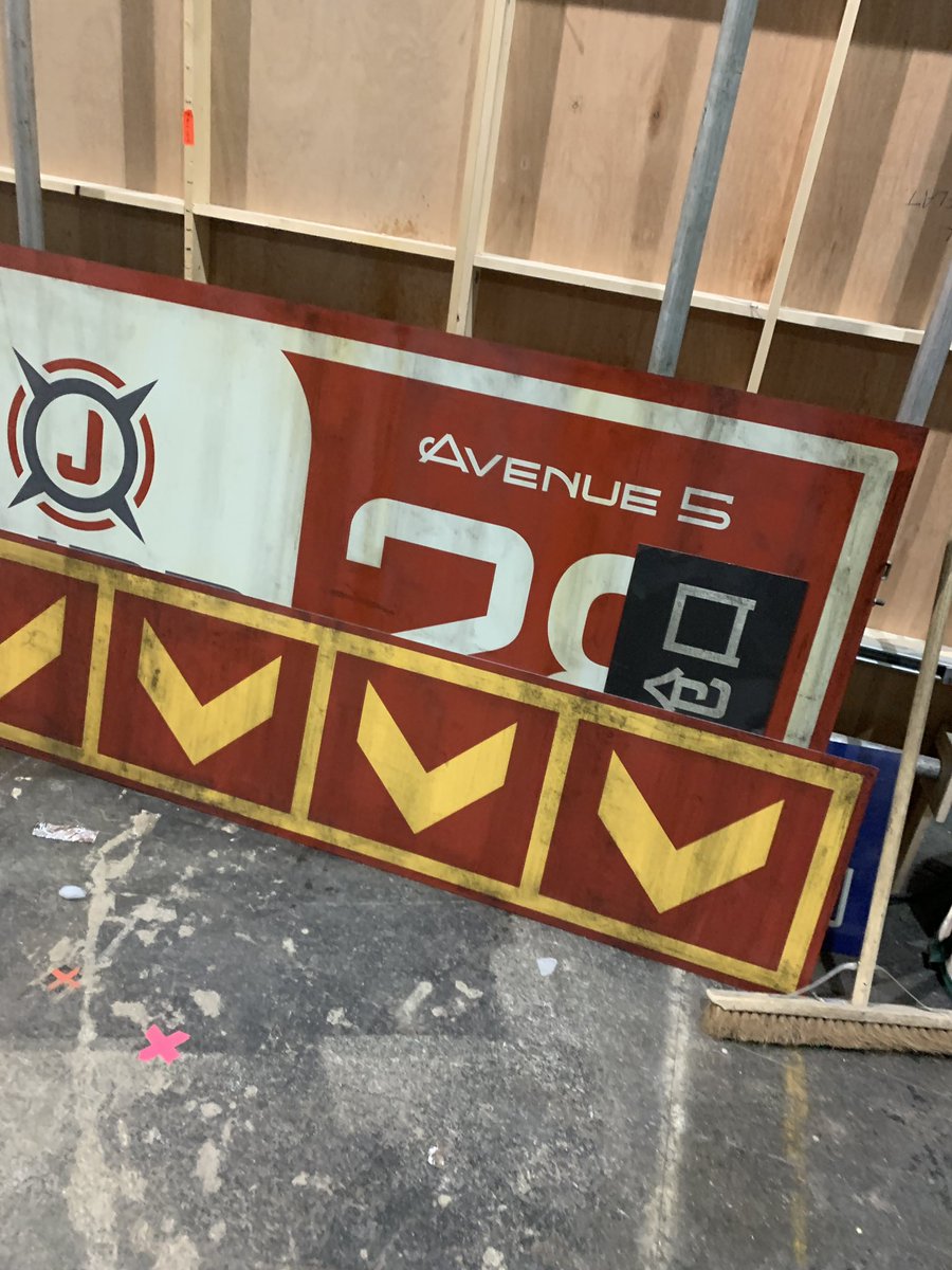 stylofilm's tweet photo. Printed ‘enamel’ signs for Avenue 5.. 🎬#filmprops #filmsets #signage #filmgraphics #behindthescenes #avenue5 https://t.co/sRyxF66yFg