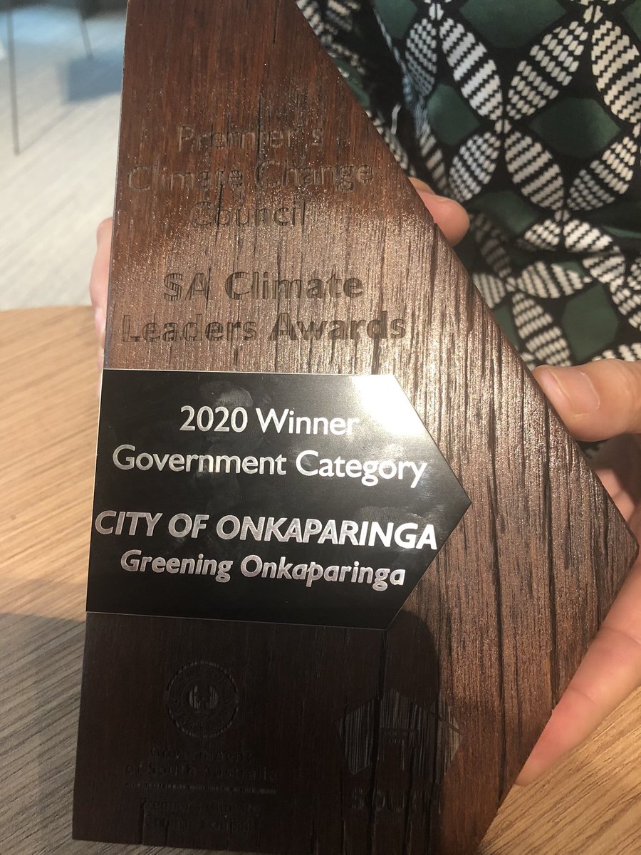 Proud to share that the City of Onkaparinga has won the  Premiers Climate Change Council Award for Greening Onkaparinga! #TreesRCool #SAClimateAwards