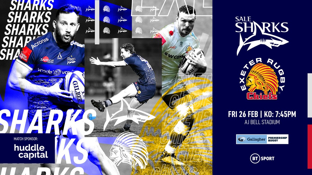 SaleSharksRugby's tweet photo. ɴᴇxᴛ ᴜᴘ 👉

We have a visit from the Champs on Friday night and we are back with #SharksLIVE 🔴 too! 🙌 

#SALvEXE | @HuddleCapital https://t.co/giiHjxcK05