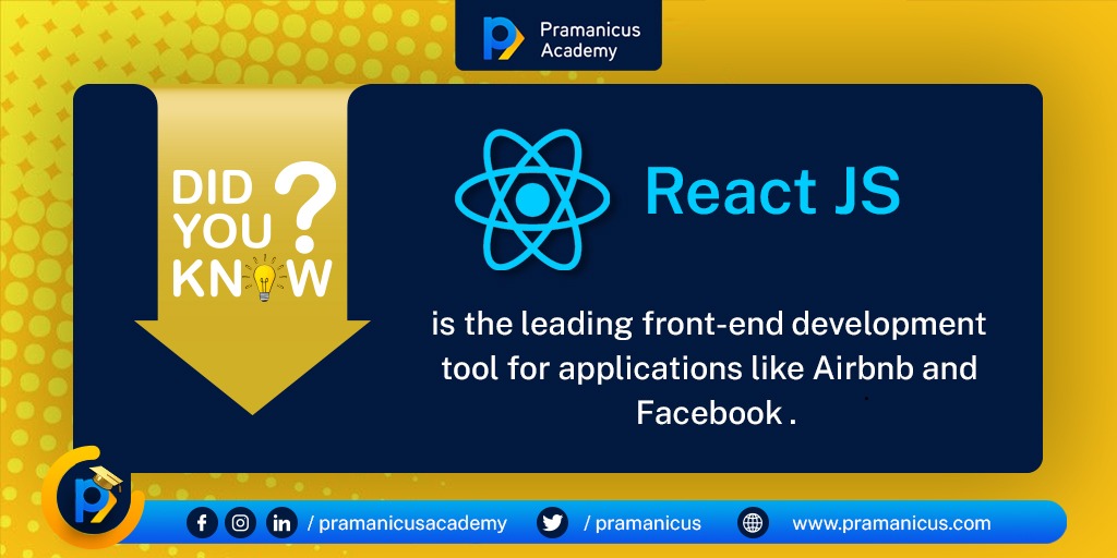 pramanicus's tweet image. React JS is a JavaScript library built and managed by the tech giant Facebook. It is a flexible and efficient JavaScript library for building simple and scalable front ends of web applications.

#DidYouKnow #ReactJS #pramanicus