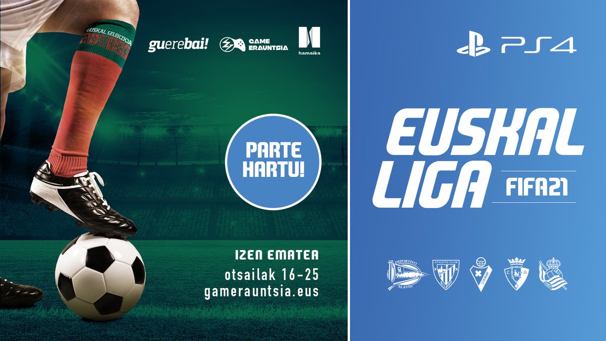 ⚽️🎮Bideo-joko eta futbol zaleak ari gara bilatzen Euskal Herriko hoberena nor den ezagutzeko  🎮⚽️

🏆Arrazoia, #FIFA21 bideo-jokoarekin antolatu dugun #EuskalLiga21
📺Final Handia Bilbon ospatuko dugu

📝Izen-ematea irekita dago
➡️gamerauntsia.eus/txapelketak/