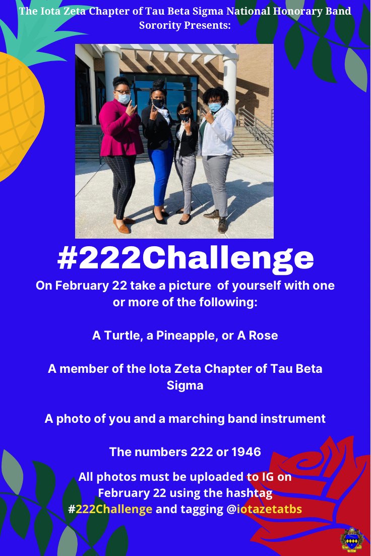 🗣222, IKE IKE IKE!🤘🏽

On February 22, 2021 we will be celebrating our Chapter Number Date, 222 with a fun photo challenge. 📸 Everyone is welcomed to participate! 🍍

Don’t forget to use the hashtag #222Challenge while tagging us <a href="/IotaZetaTBS/">Savannah State TBS🌹</a>‼️

#SSU