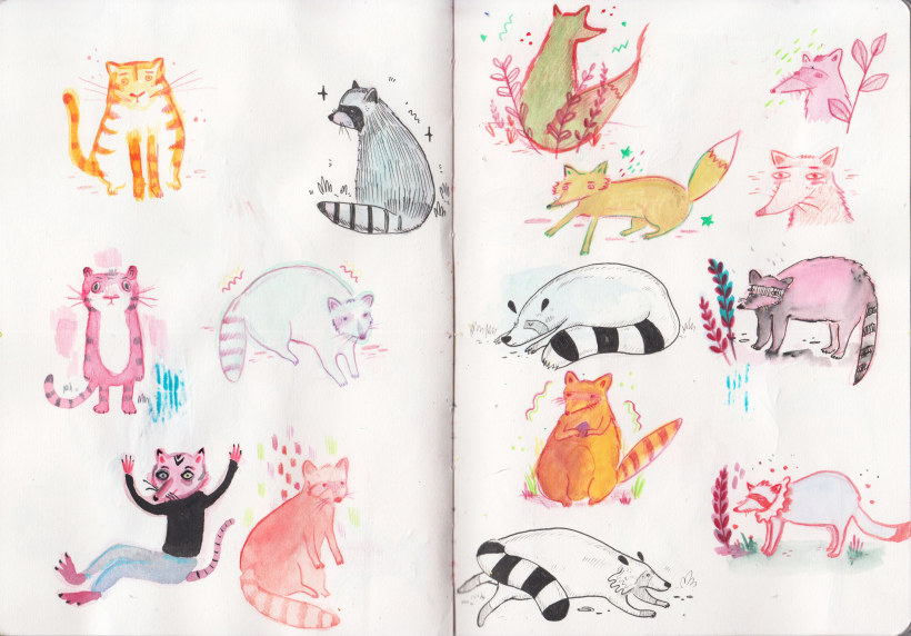 Take a look through the many pages of <a href="/evabowan/">Eva Bowan</a>’s sketchbook ᐳ  domestika.co/EvaBowenSketch…