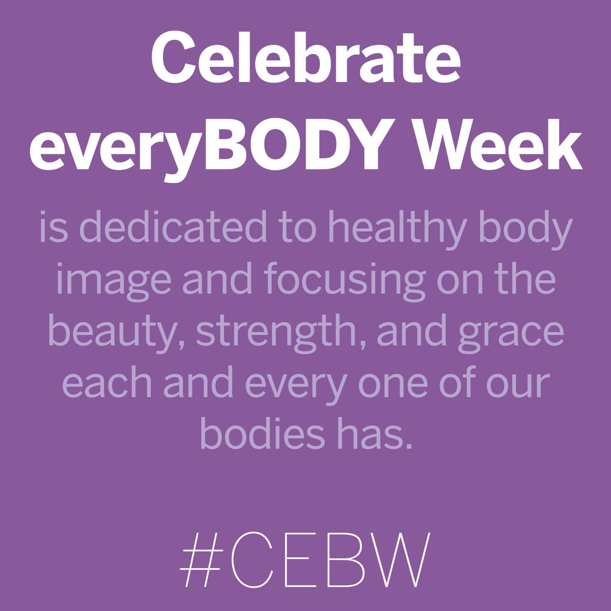 IUTennisCenter's tweet photo. We are kicking off Celebrate EveryBODY Week! This is a week dedicated to loving your body and all that it allows you to do. There are fun activities planned throughout this week, both in person at the SRSC and over zoom! Join us in celebrating by posting with #CEBW 💜 https://t.co/LzSLfYU6LW