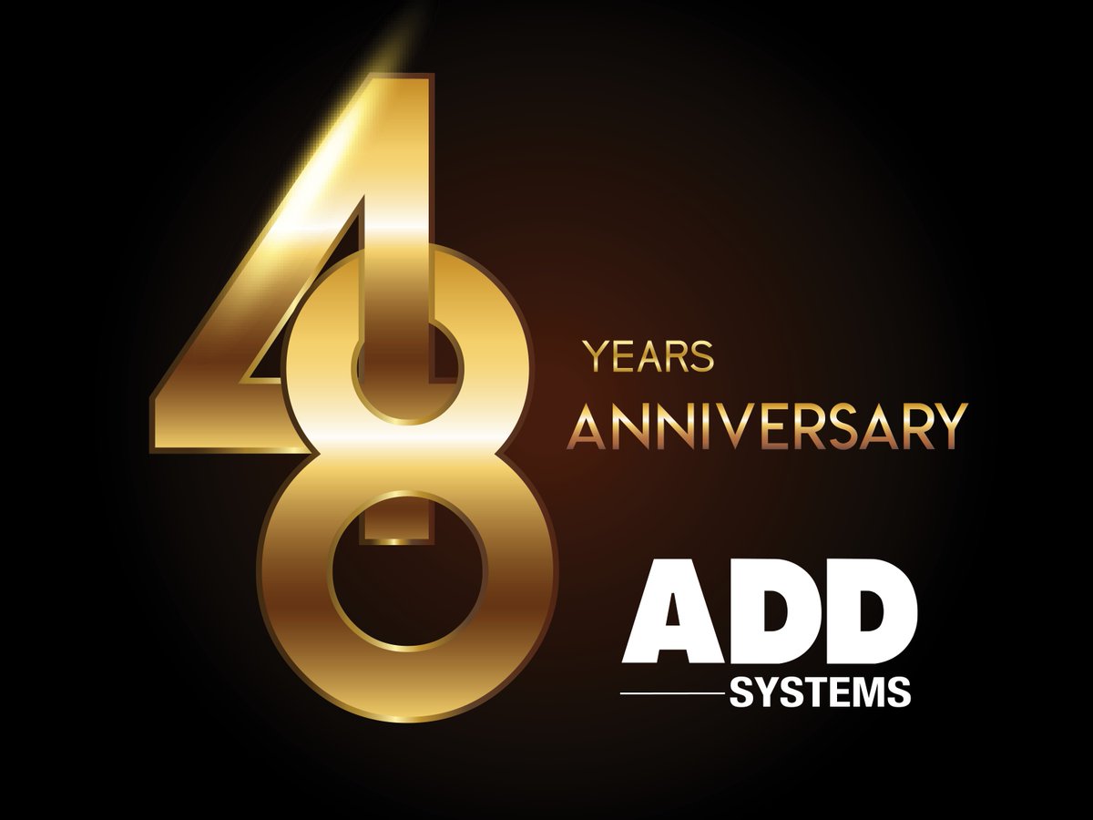 ADD_Systems's tweet photo. Please join us in celebrating ADD Systems' 48th anniversary! Our success hinges off our commitment to the success of our clients. Year after year, we are driven to provide solutions that meet and exceed expectations.
#ADDiversary #addsystems #software https://t.co/jqAvg4Gp6E