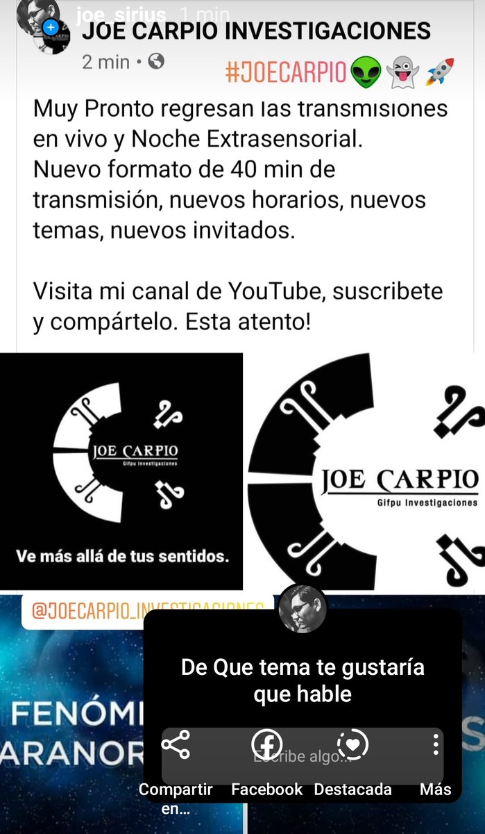 joesirius's tweet image. Muy pronto volvemos a transmitir!

Visita mi canal de YouTube y suscribite.
JOE CARPIO INVESTIGACIONES
youtube.com/user/gifpu09

#DeepStateExposed #WWG1WGAWORLDWIDE #pizzagate2020 #NWO #NuevoOrdenMundial #fenómenosparanorlmales #ufo #ovni #misterio