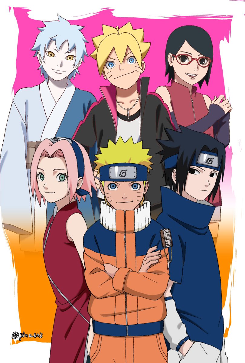 haruno sakura ,uchiha sasuke ,uzumaki naruto blonde hair black hair multiple boys glasses black eyes pink hair smile  illustration images