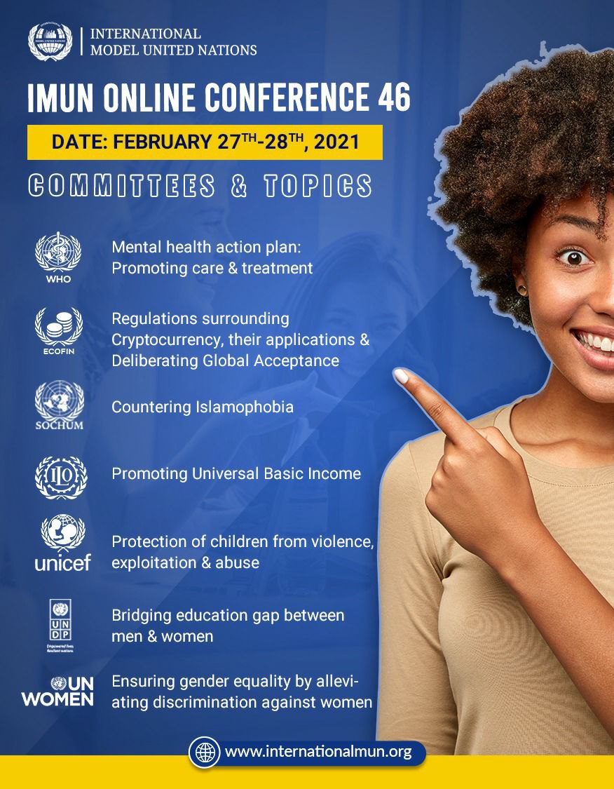 Kudostic's tweet image. Click on link to apply internationalmun.org/RegistrationFo…
🔴Dates: February 27th and 28th
#InternationalMUN #mun #imun #modelunitednations #imun2020 #youth #globalopportunity #opportunity #conference #diplomacy #leaders #youngleaders #unitednations #munconference #online #onlineconference