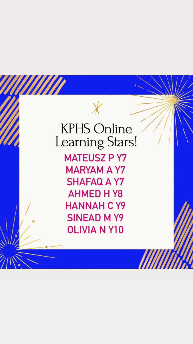KPHS_PE's tweet photo. Welcome back! Hopefully you all had a restful half term ✅ Here are our stars of the week from the last week of half term 👏🏼⭐️ There was some amazing effort by all and we can’t wait to see that again this week as we move on to our new actives 🤩⚽️🤸‍♀️🏑🏸 https://t.co/P66qutJuM3