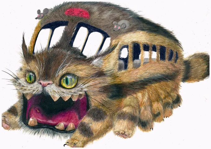 #猫の日
何回もあげてすみません
むかしの色鉛筆画 