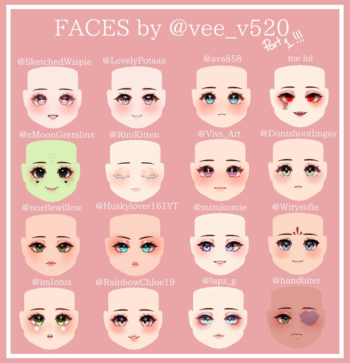 Every custom face set I've ever made (June 2019 - May 2020) : r