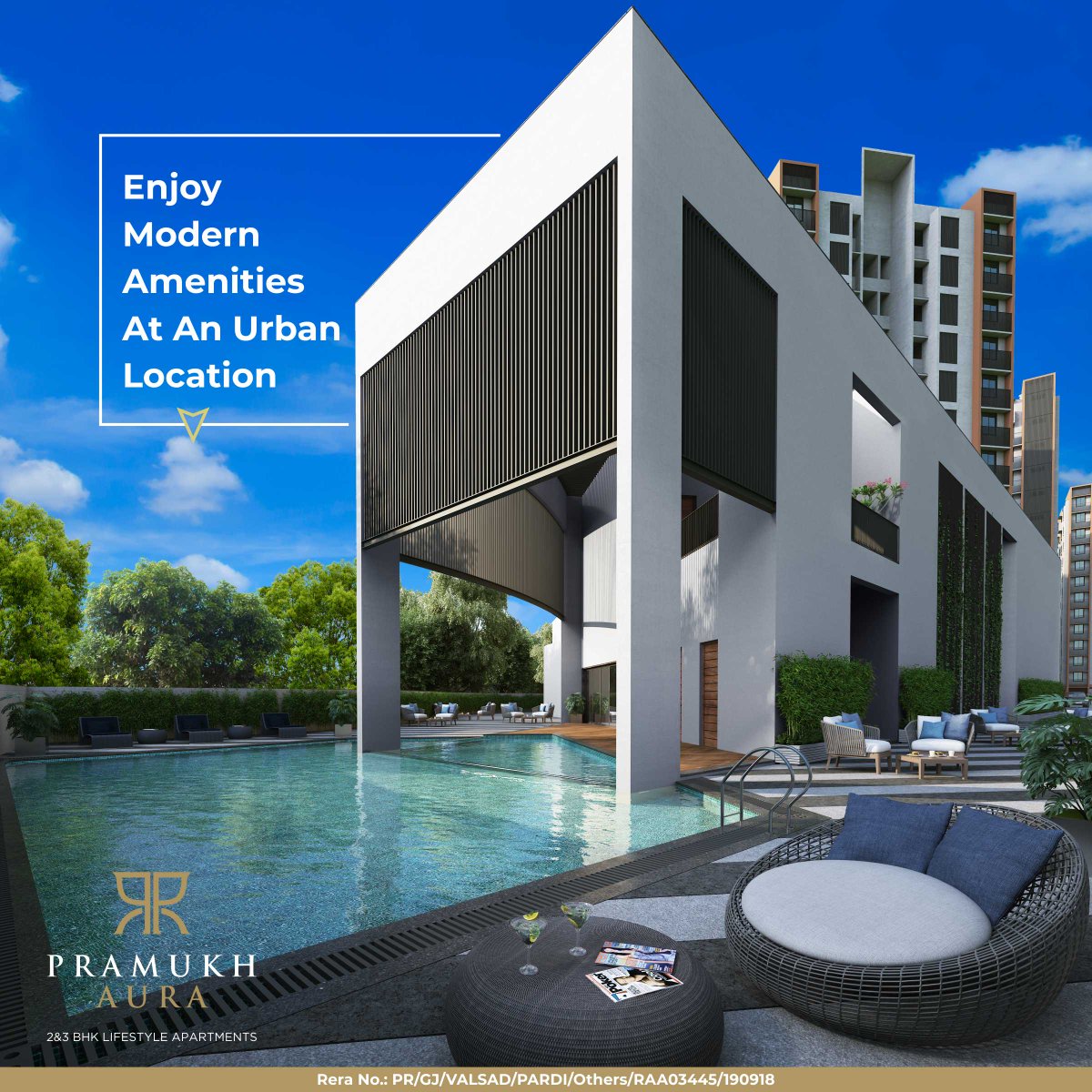 #PramukhAura offers a distinctive ambience created with modern amenities at a location rich in beauty and grandeur.
 Visit: pramukh.co.in/projects/pramu… or Call: +919727011666
#PramukhGroup #RealEstate #AClassOfItsOwn #2BHKApartments #2and3BHKApartments #Vapi #2BHK #3BHK #Connectivity
