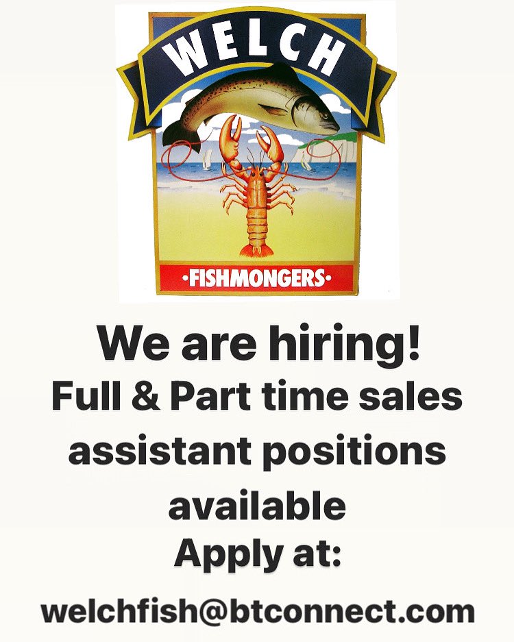 We are hiring!
If you would like to join our team here at Newhaven harbour and work with the best of Scottish seafood please apply to: welchfish@btconnect.com 🐟 🦞