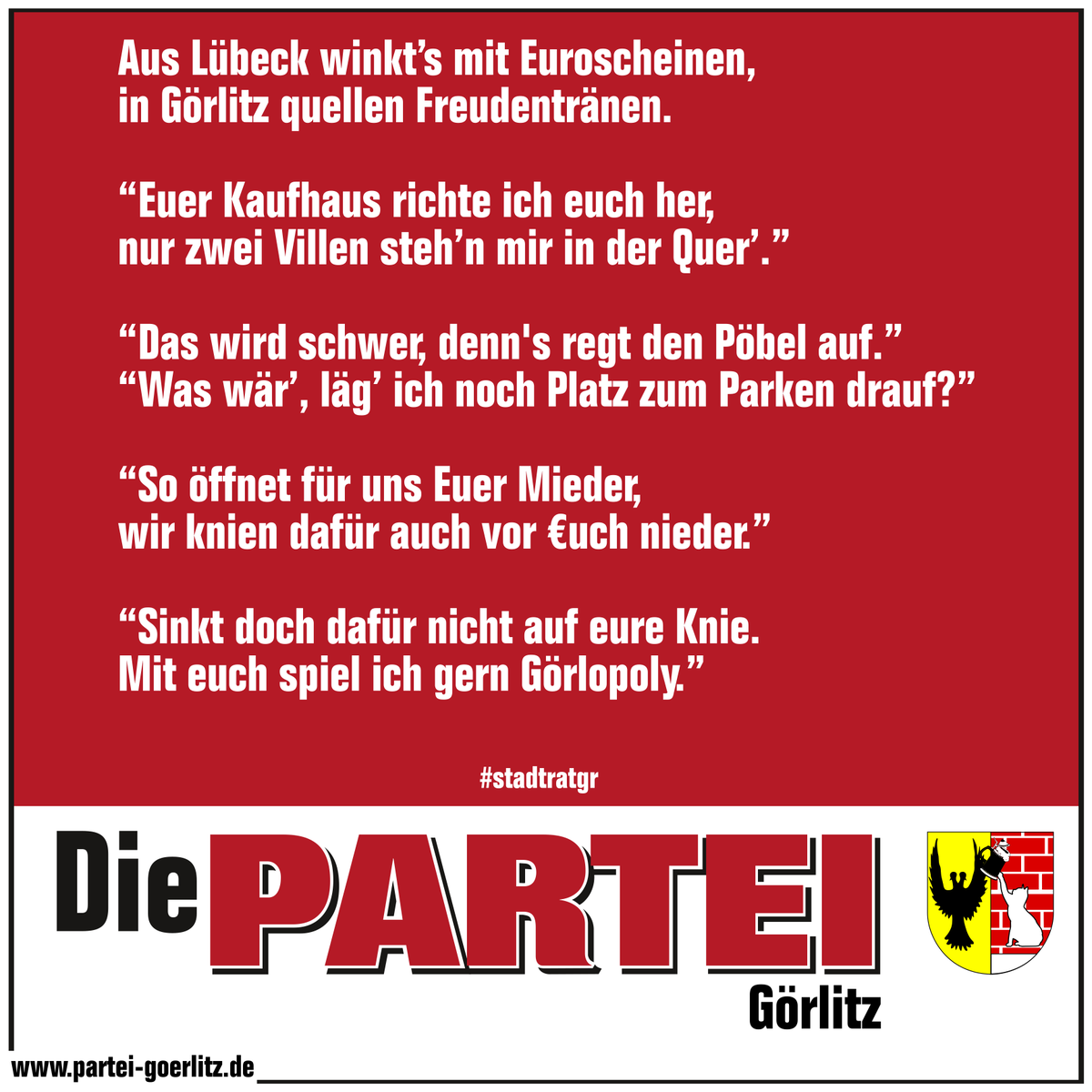 Görlopoly-Smiley ;-)

#stadtratgr #stadtratgörlitz #görlitz #goerlitz #stoecker #stöcker #kaufhausgörlitz 

saechsische.de/goerlitz/kultu…

saechsische.de/goerlitz/goerl…