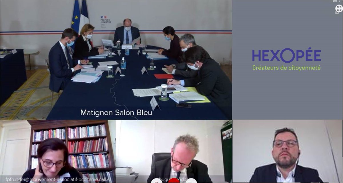 Hexopee_off's tweet photo. @David_Cluzeau DG @hexopee_off participait ce matin à une visioconférence avec @JeanCASTEX, @oliviagregoire
& @sarahelhairy ainsi @lemouvementasso & @UDESnationale sur la situation économique de nos secteurs #Eclat #FSJT #Sport #TSF & de nos adhérents et sur la sortie de crise https://t.co/cMfcv7mjfw