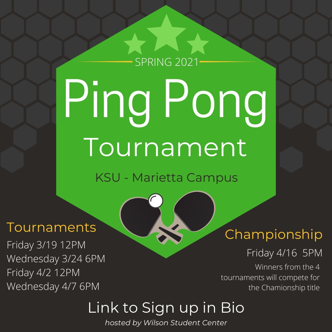 wilson_stu_ctr's tweet image. Are you the best Ping Pong player around? Test your skills in the Spring 2021 Ping Pong Tournament! Registration link and rules in bio. #owlseeyouthere