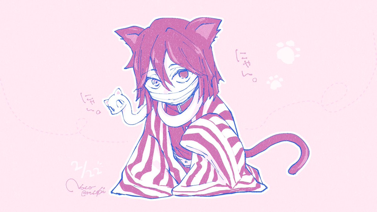 1boy male focus animal ears sleeves past fingers solo tail cat tail  illustration images