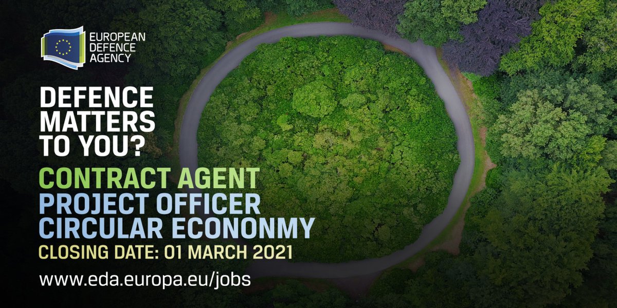 #EDAjobs | We're recruiting two Project Officers Circular Economy ♻️

✔️ Implement an effective circular economy community
✔️ Contribute to the Incubation Forum for Circular Economy in European Defence (#IFCEED)

⏱️ Apply by 1 March
👉 vacancies.eda.europa.eu/vacanciesnotic…

#EUcareers #EUjobs
