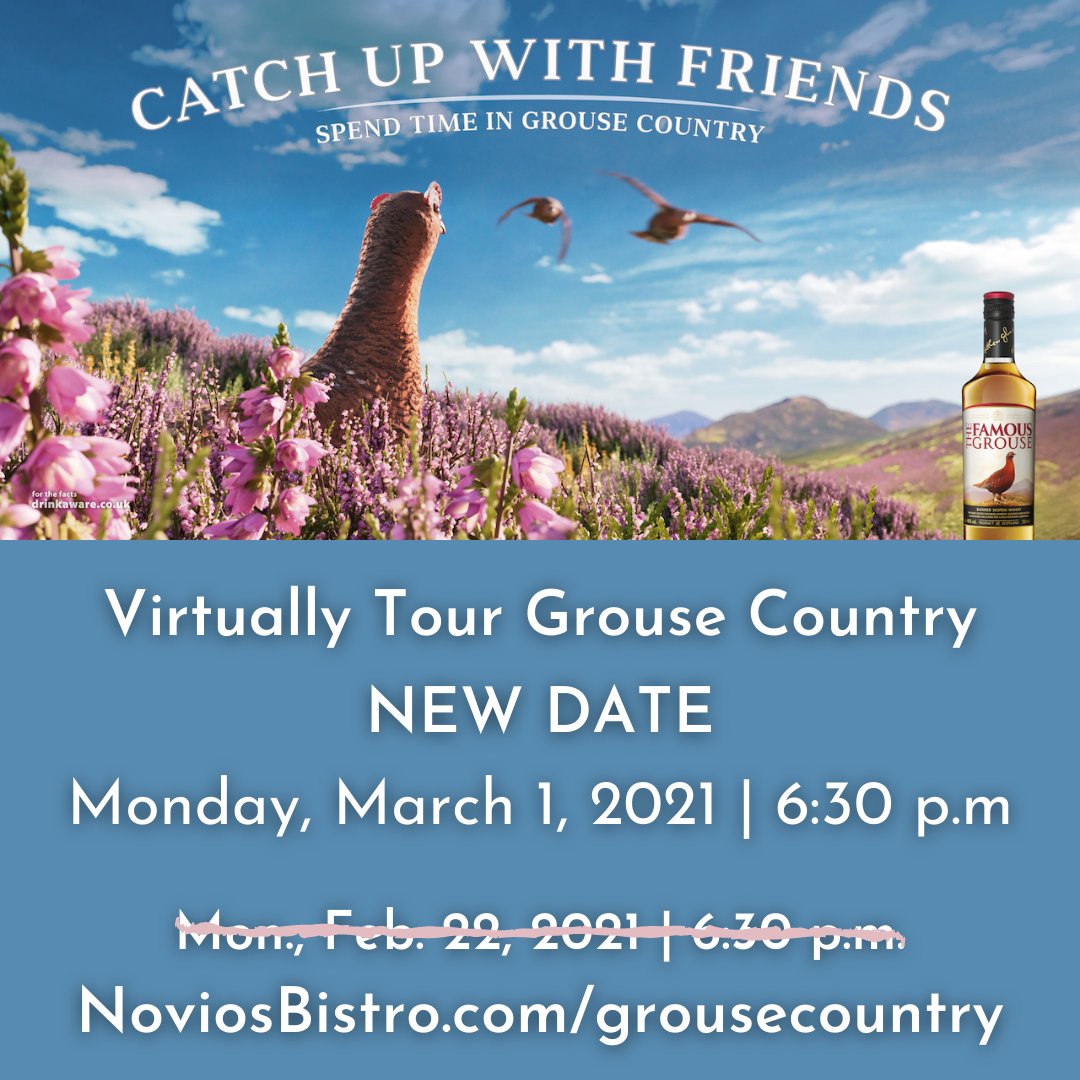 Novio's Bistro (@noviosbistro) on Twitter photo DATE CHANGE: If you couldn't make it before, now you can! Monday, March 1, 2021, at 6:30 p.m.
For over 25 years, Famous Grouse has been Scotlandās number one Scotch and we can't wait to introduce you to Gilbert the Grouse.
Register here:Ā noviosbistro.com/grousecountry
<a href="/thefamousgrouse/">The Famous Grouse</a> DATE CHANGE: If you couldn't make it before, now you can! Monday, March 1, 2021, at 6:30 p.m.
For over 25 years, Famous Grouse has been Scotlandās number one Scotch and we can't wait to introduce you to Gilbert the Grouse.
Register here:Ā noviosbistro.com/grousecountry
<a href="/thefamousgrouse/">The Famous Grouse</a>