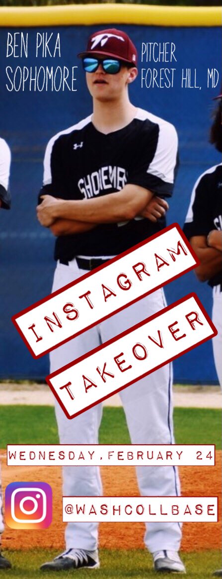 WashCollBase's tweet image. 🚨🚨🚨INSTAGRAM TAKEOVER🚨🚨🚨

⚾️ Who: Soph. RHP Ben Pika (Forest Hill, MD)
🕰 When: Wednesday, February 24th
📱 Where: IG @ WashCollBase

@washcollsports
