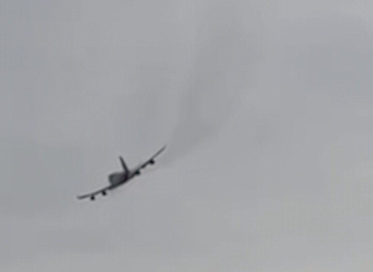 A Boeing 747 cargo plane's engine exploded over the Netherlands. Falling debris wounded 2 people, but the plane landed safely.

It follows a similar incident on a Boeing 777 in Colorado. Both planes use Pratt &amp; Whitney engines. Boeing says all 777s with that engine were grounded.