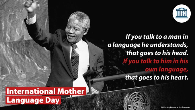 Rob Curran (@rob_curran) on Twitter photo Happy (belated) Mother Language Day for Feb 21st. I have always found Mandela's words here to be true, and it is one of the joys of learning languages. The effort to speak even a few words in another's language will always be re-paid, many times over #MotherLanguageDay <a href="/UNESCO/">UNESCO 🏛️ #Education #Sciences #Culture 🇺🇳</a> Happy (belated) Mother Language Day for Feb 21st. I have always found Mandela's words here to be true, and it is one of the joys of learning languages. The effort to speak even a few words in another's language will always be re-paid, many times over #MotherLanguageDay <a href="/UNESCO/">UNESCO 🏛️ #Education #Sciences #Culture 🇺🇳</a>