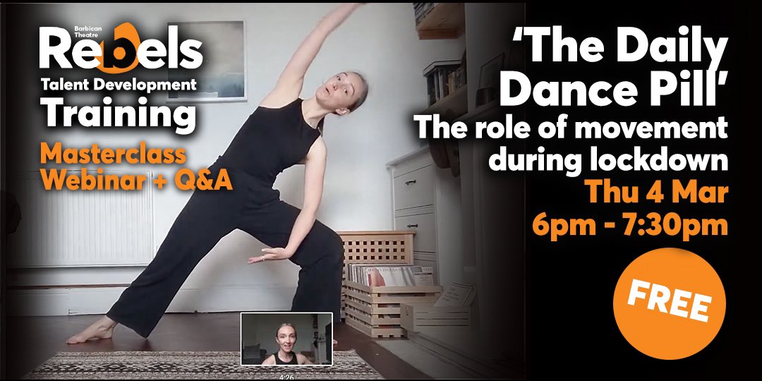 BarbicanTheatre's tweet photo. Who hasn’t had a kitchen disco, or got stuck into Strictly during lockdown?Hear about how a daily dose of movement creates connection, confidence &amp; transformation.Just look at Bill Bailey! 

With @EximDance @plymouthdance @danceindevon @RCPdance  

Sign up https://t.co/GMgDz3nxKs https://t.co/E7gBcHNbVk