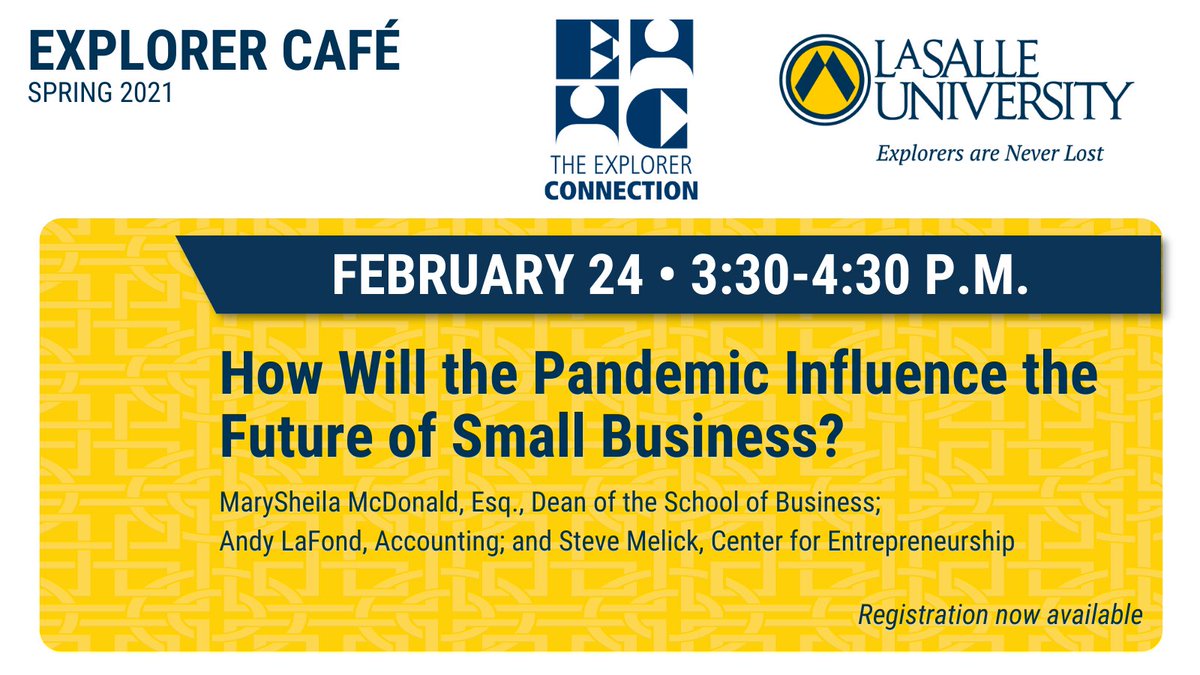 ExplorerCafe's tweet image. Join @DeanMarySheila and @LaSalleUniv faculty and staff for this week's @ExplorerCafe. Register here lasalle.zoom.us/meeting/regist…