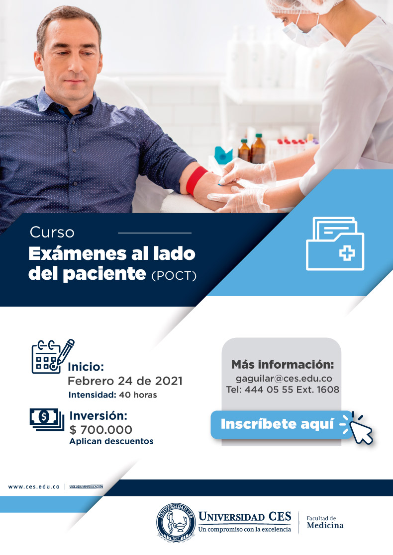 UniversidadCES's tweet photo. #CursoCES | Buscamos capacitar a los participantes en los aspectos generales acerca de los exámenes al lado del paciente (POCT) y los pasos necesarios para su implementación en las instituciones hospitalarias. Inscríbete en: https://t.co/AV2u71WsqC #TodosSomosCES #OrganizaciónCES https://t.co/r5QInlv9mV