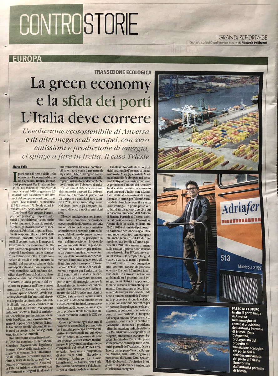 ⚓️Porti e 🌱 green economy: uno sguardo tra le best practice europee. Ma non solo. Si parla anche dei progetti e 🚢🚆 trasformazioni  in atto a Trieste.
L’approfondimento di Marco Valle su Il Giornale.